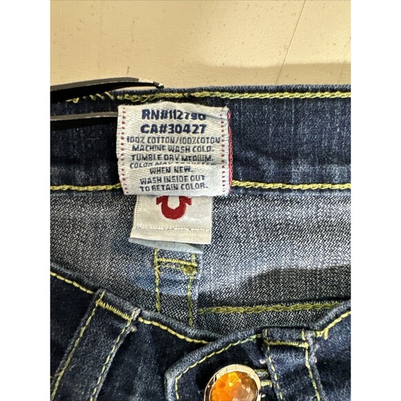 True Religion‎ Jeans Womens Sz 26x28 Blue Low American Cowgirl Preppy Dark Denim - Picture 11 of 14